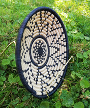 Load image into Gallery viewer, Set of 4 Black, beige &amp; White African Handwoven Rwanda Basket Hanging Wall Basket
